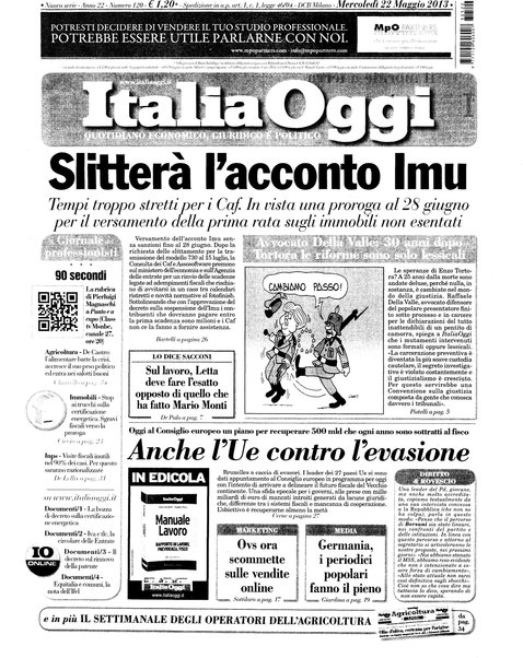 Italia oggi : quotidiano di economia finanza e politica